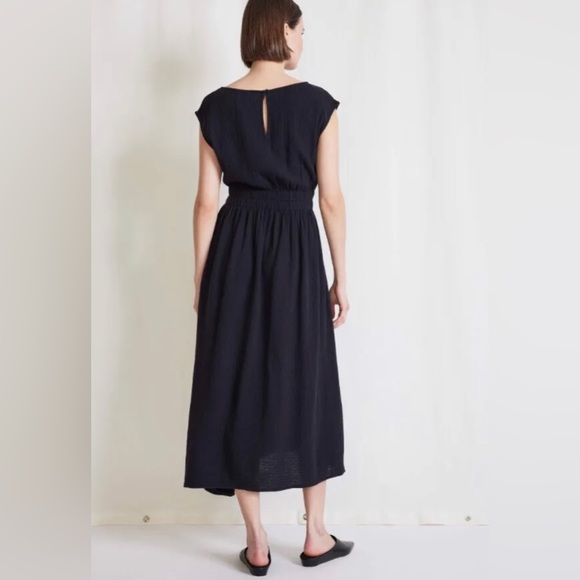 NEW $395 APIECE APART Black Marietta Cap Sleeve Cutout Organic Midi Dress Sz XL - Picture 3 of 5